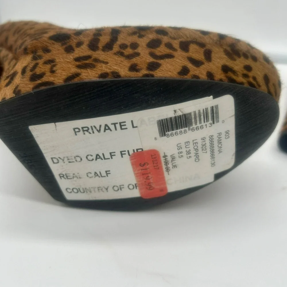 NEW Red Saks Fifth Avenue Ramona Platform Heels Women 8.5 Dyed Calf Fur‎ Leopard